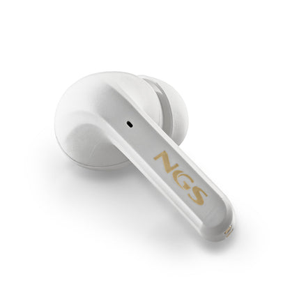 Bluetooth Handsfree Ακουστικά NGS Artica Trophy In-ear με Θήκη Φόρτισης Λευκά