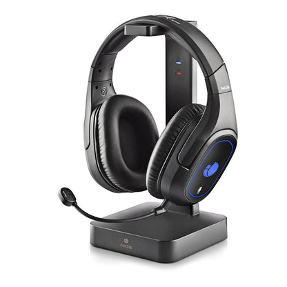 Gaming Headset ασύρματα NGS GHX-600 Over Ear με LED Lights & Βάση φόρτισης σε μαύρο χρώμα