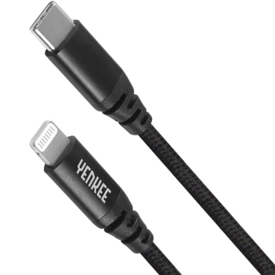 YENKEE YCU 631 BK MFi Braided Καλώδιο Φόρτισης Δεδομένων USB-C σε Lightning 1m, Μαύρο