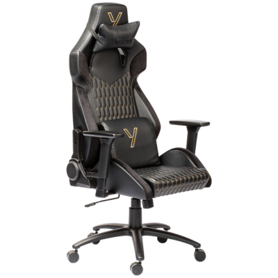 YENKEE YGC 110GD ONYX Ergonomic Gaming Chair, Μαύρη με Χρυσές Λεπτομέριες και Ρυθμιζόμενα Μπράτσα