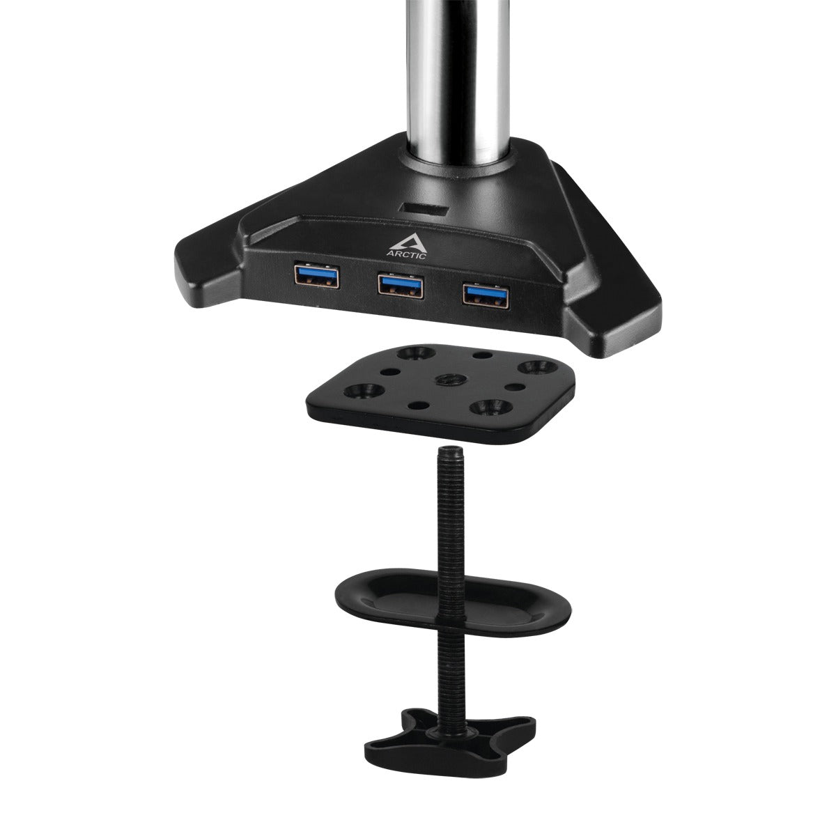 Arctic Z3 Pro Gen 3 (Matt black) Triple-Monitor Arm 4 ports USB 3.0 hub