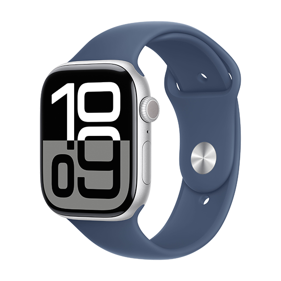 Apple Watch Series 10 GPS 46mm Silver Aluminium Case with Sport Band S/M Denim