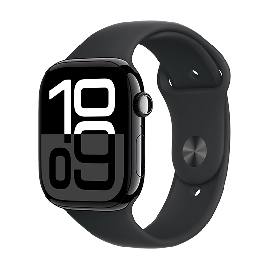 Apple Watch Series 10 GPS 46mm Jet Black Aluminium Case with Sport Band S/M Black