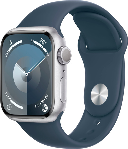 Apple Watch Series 9 GPS 41mm Silver Aluminium Case with Storm Sport Band (M) Silver EU Spec