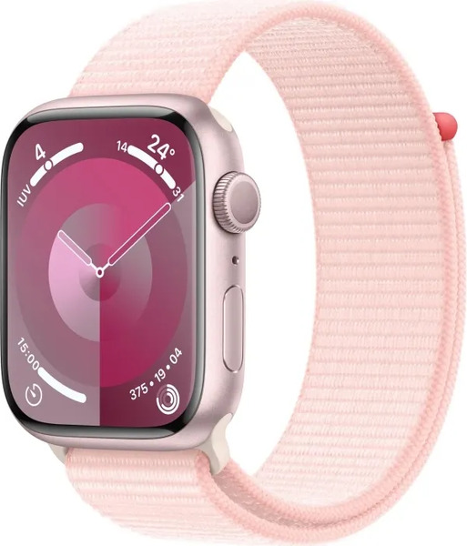 Apple Watch Series 9 GPS 45mm Pink Aluminium Case with Light Pink Sport Loop (MR9J3ET-A) Pink EU Spec