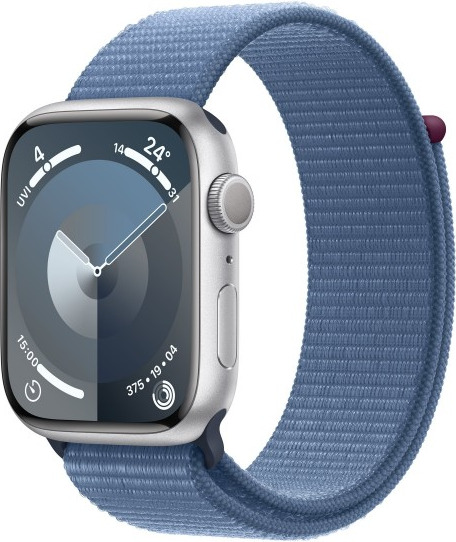 Apple Watch Series 9 GPS 45mm Silver Aluminium Case with Winter Blue Sport Loop (MR9F3ET-A) Silver EU Spec