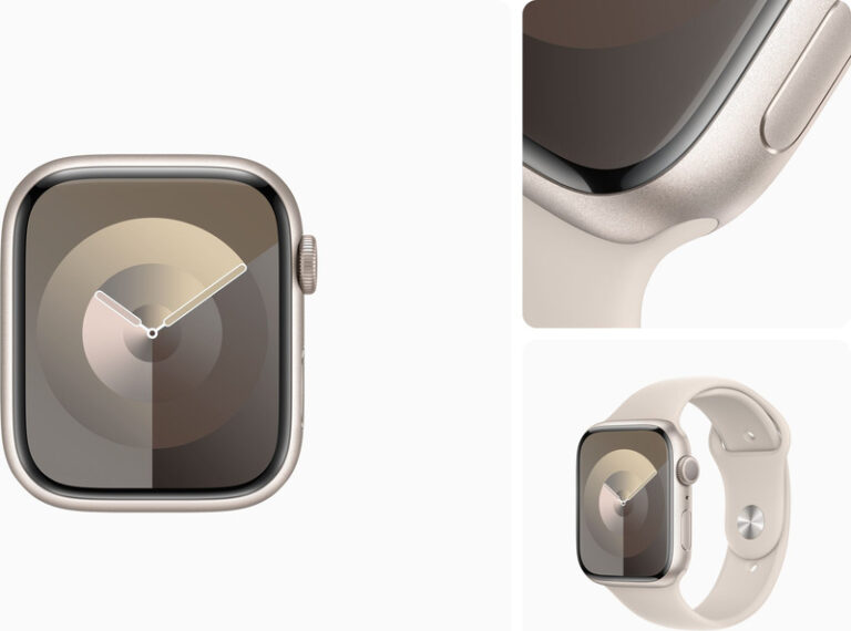 Apple Watch Series 9 GPS (MR973) 45mm Starlight aluminium Case with Starlight Sport Band Gold EU Spec