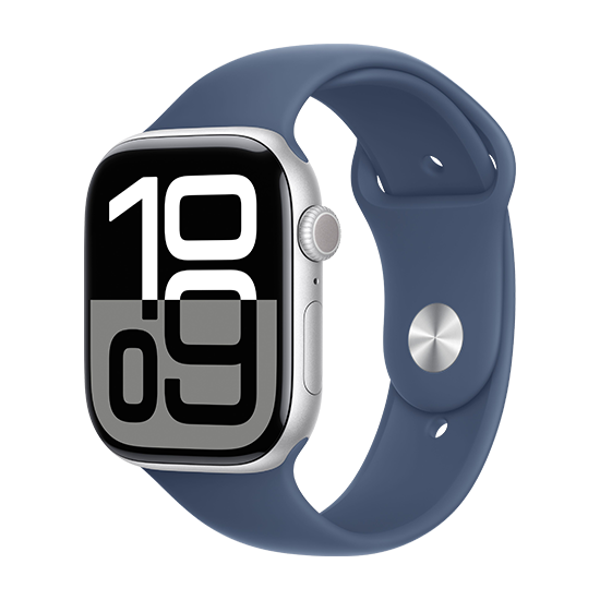 Apple Watch Series 10 GPS 46mm Silver Aluminium Case with Sport Band S/M Denim